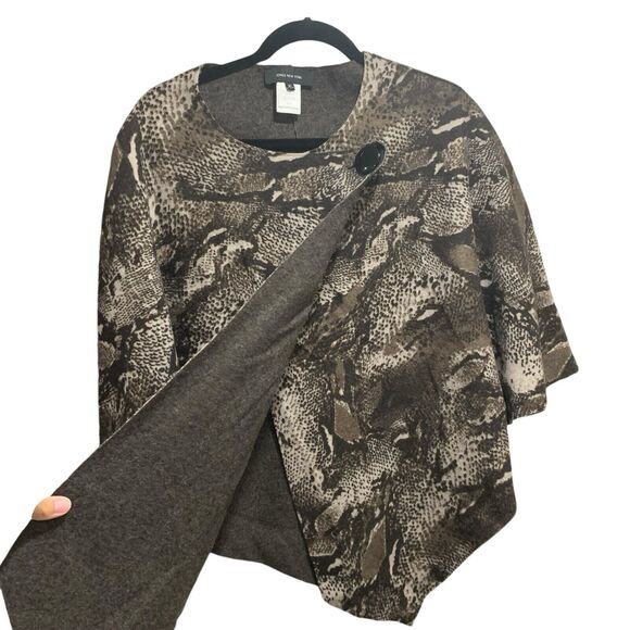 Jones New York Womens Wool Blend Animal Print Poncho Cape One Size Boho - Picture 5 of 9